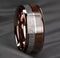 Men 8mm Tungsten Rose Gold Plated Silver Koa Wood Inlay Engagement Wedding Band